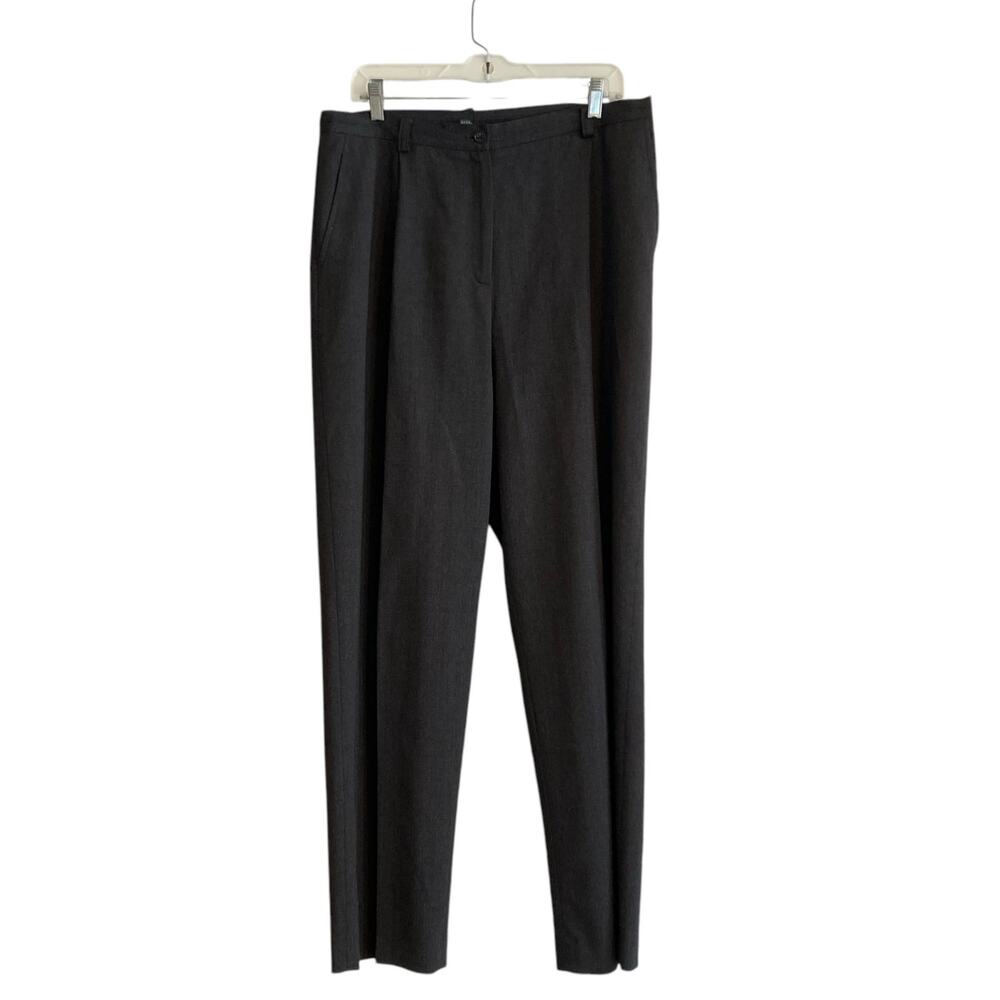 VTG Ralph Lauren Grey Pleated Wool High Waist Wide Leg Formal Dress Pants Sz 14